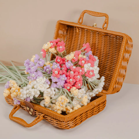 Aliento de bebé de ganchillo, flores de ganchillo, conjunto de 3, ramo de flores hecho a mano, regalo de flores, flor de punto, flor rosa rubor, regalo del día de San Valentín