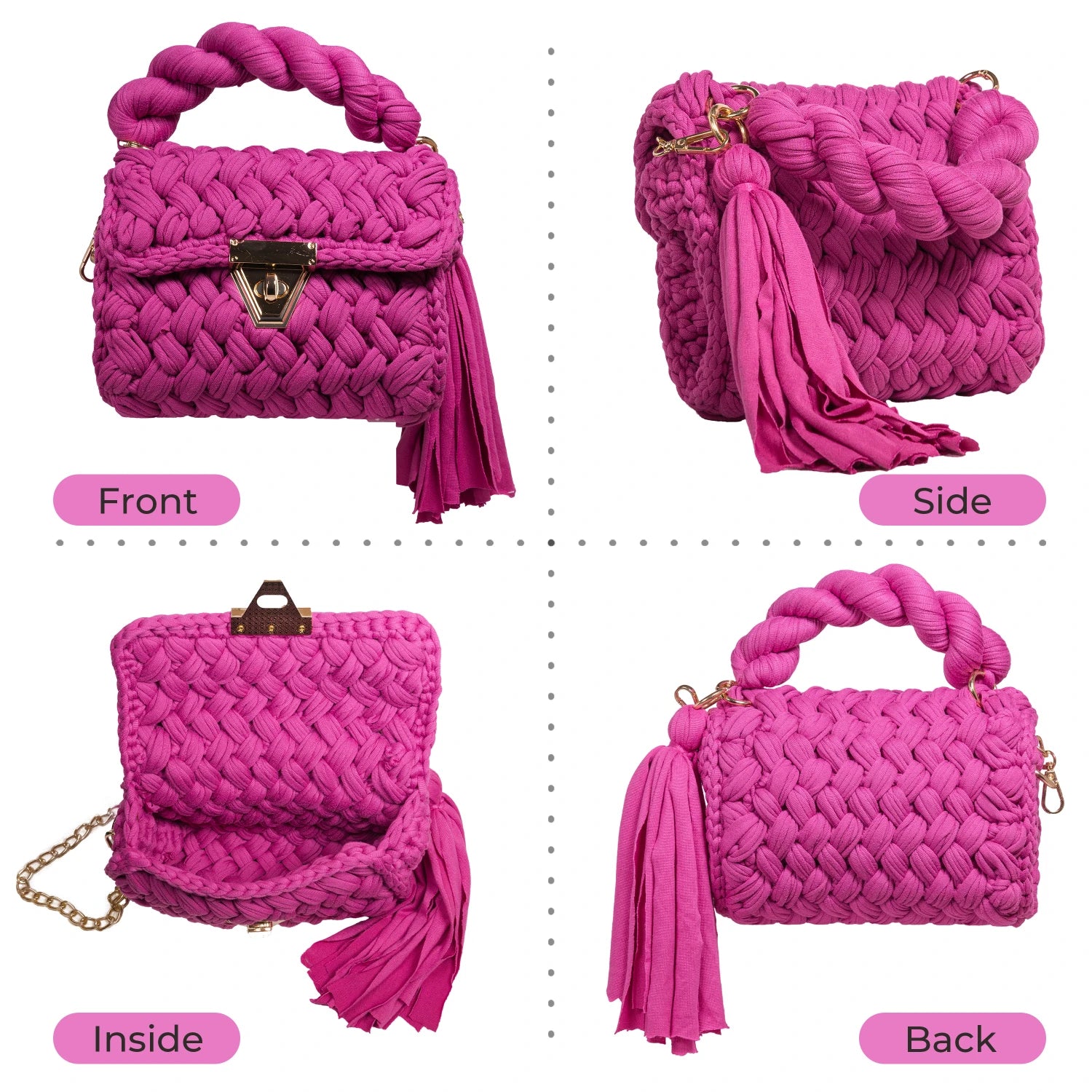 YSHomy Handmade Crochet Crossbody Handbag with Twist Handle