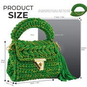 YSHomy Crochet Handbag with Golden Thread-Green