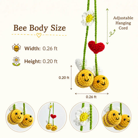 YSHomy Crochet Cute Bee & Flower Car Hanging
