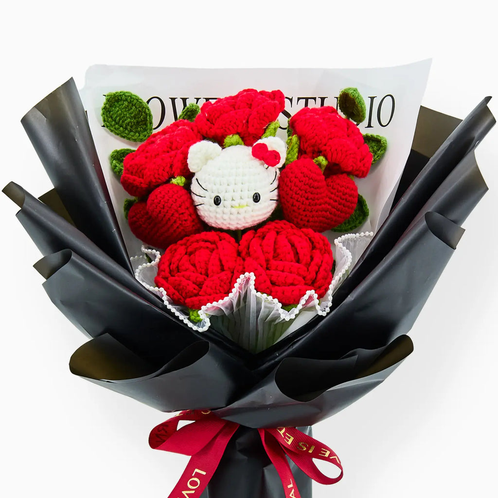 YSHomy Crochet HK & Red Rose Bouquet with Black Wrapping – YShomy