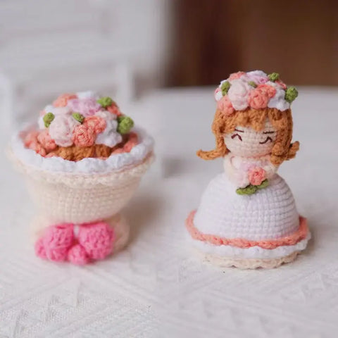 YSHomy Crochet Two-Sided Doll Toy for Keychain or Desk Decor