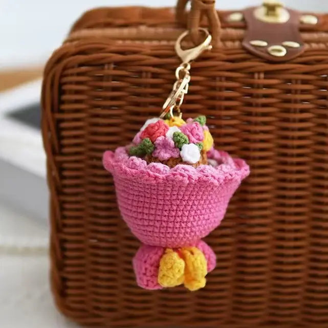 YSHomy Crochet Two-Sided Doll Toy for Keychain or Desk Decor