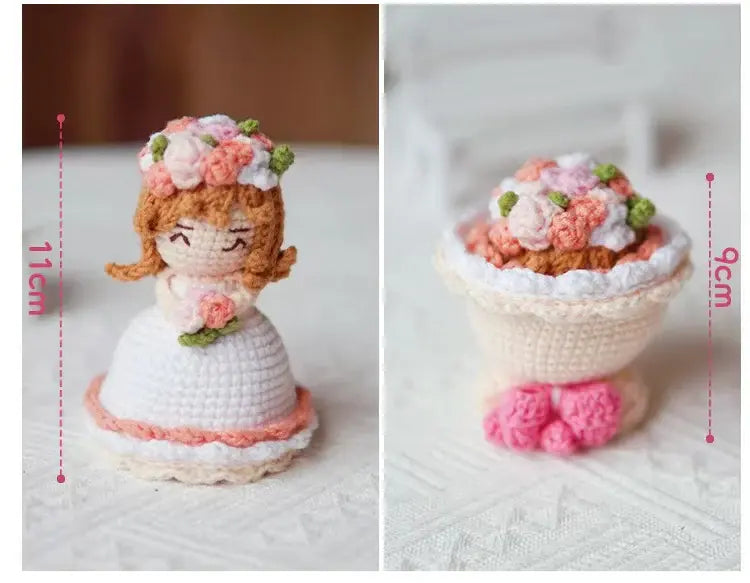 YSHomy Crochet Two-Sided Doll Toy for Keychain or Desk Decor