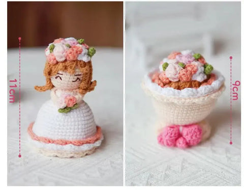 YSHomy Crochet Two-Sided Doll Toy for Keychain or Desk Decor