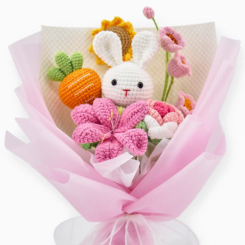 YSHomy Crochet Bunny Carrot Lily Rose Bouquet for For Kids (Order: 20251104-1942)