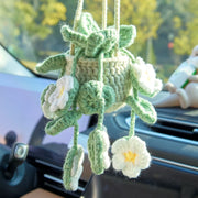 YSHomy Hollowed-Out Crochet Car Hanging-Dark Green