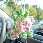YSHomy Crochet Flowers & Leaves Car Hanging-Purple