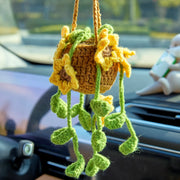 YSHomy Crochet Car Hanging with Crochet Sunflower