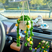 YSHomy Crochet Car Hanging with Yellow Flowers