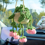 YSHomy Crochet Car Hanging with Rose Flowers