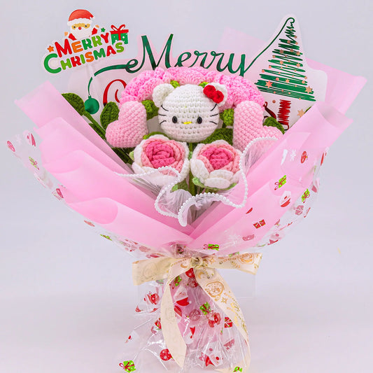 YSHomy Wrapped Crochet Flowers Bouquet with HK for Christmas 2661