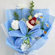 YSHomy Crochet Grand Bouquet de Fleurs Lys-Bleu