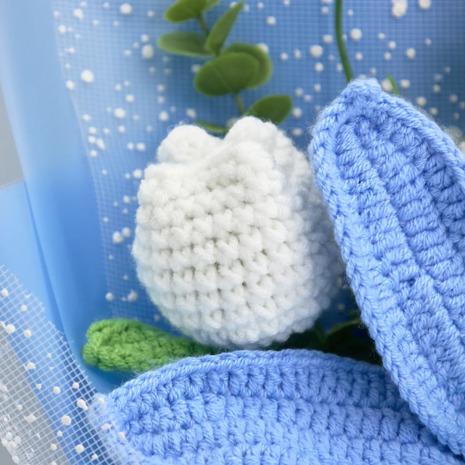 YSHomy Crochet Grand Bouquet de Fleurs Lys-Bleu