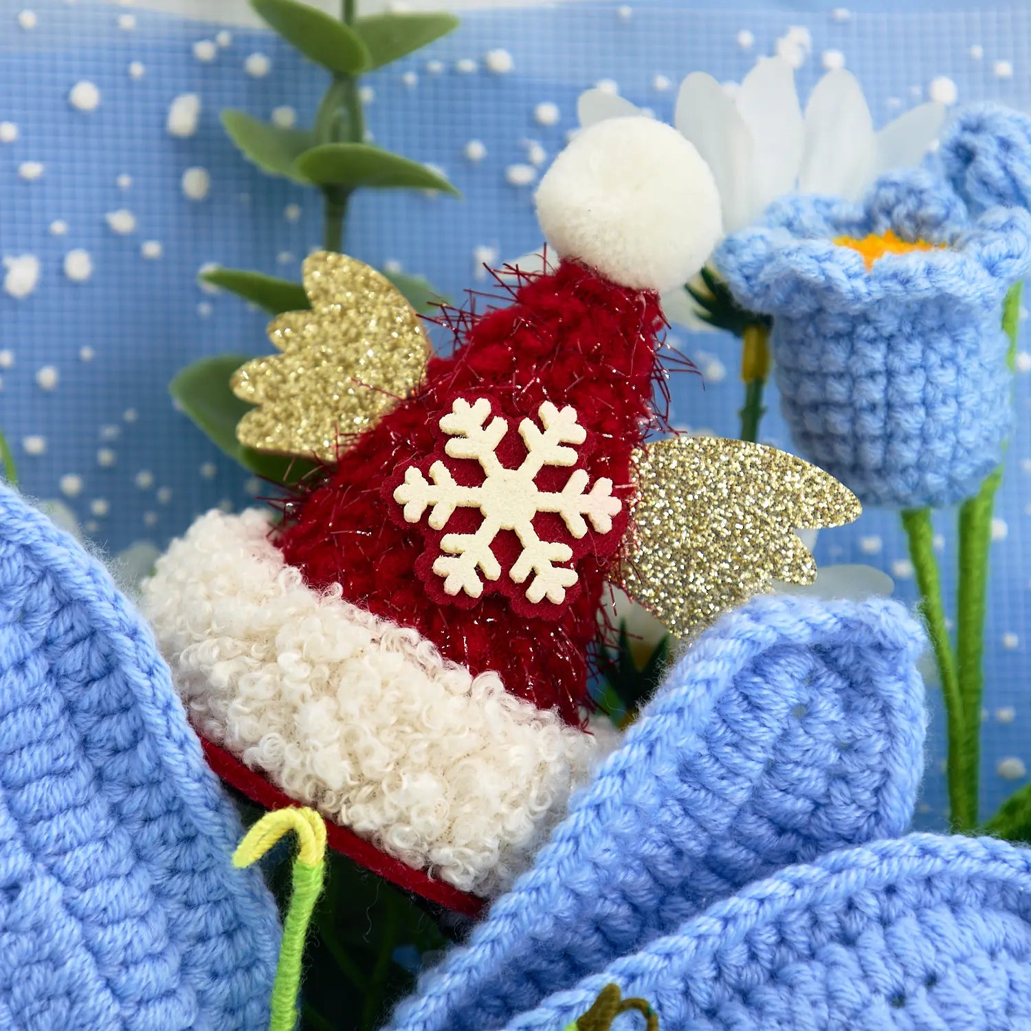 YSHomy Crochet Grand Bouquet de Fleurs Lys-Bleu