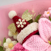 YSHomy Häkelstrauß mit rosa Lilie und Rosen