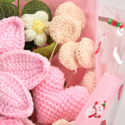 YSHomy Häkelstrauß mit rosa Lilie und Rosen