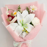 YSHomy Gehäkelter Große-Lilien-Strauß – Rosa