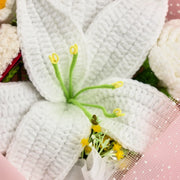 YSHomy Gehäkelter Große-Lilien-Strauß – Rosa