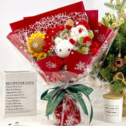 かぎ針編みクリスマスの花束とHKレターと父のクリスマスフィギュア