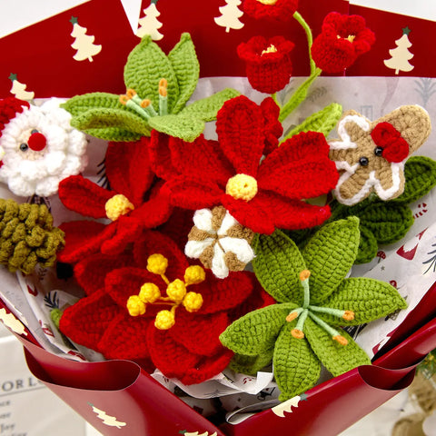 YSHomy Crochet Christmas Bouquet with Poinsettia