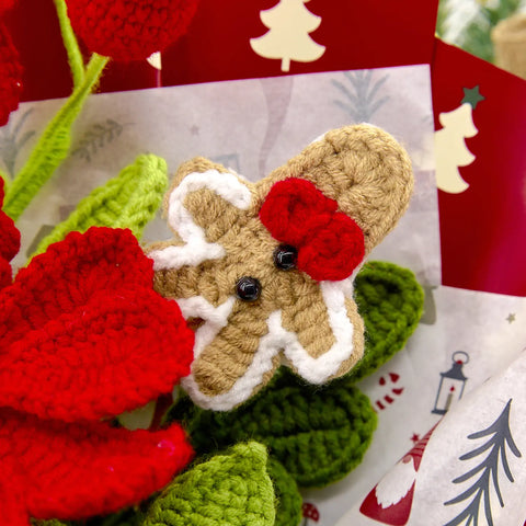 YSHomy Crochet Christmas Bouquet with Poinsettia