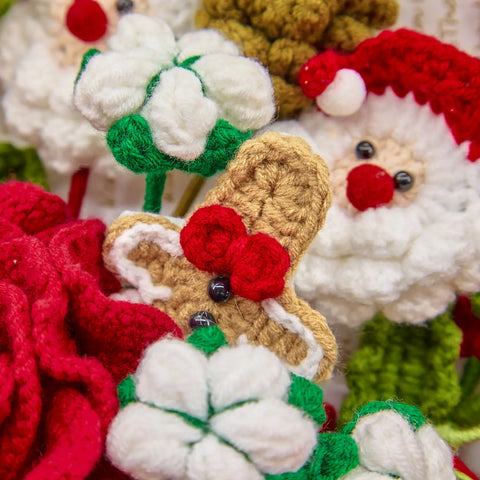 YSHomy Crochet Christmas Bouquet with Big Rose