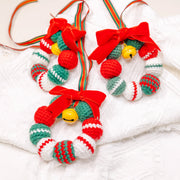 Set of three crochet Christmas hangings with rope loops