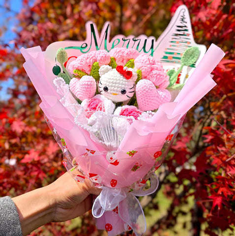 YSHomy Wrapped Crochet Flowers Bouquet with HK for Christmas