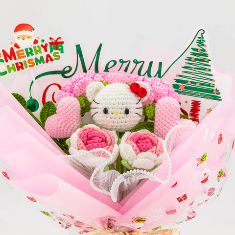 YSHomy Wrapped Crochet Flowers Bouquet with HK for Christmas