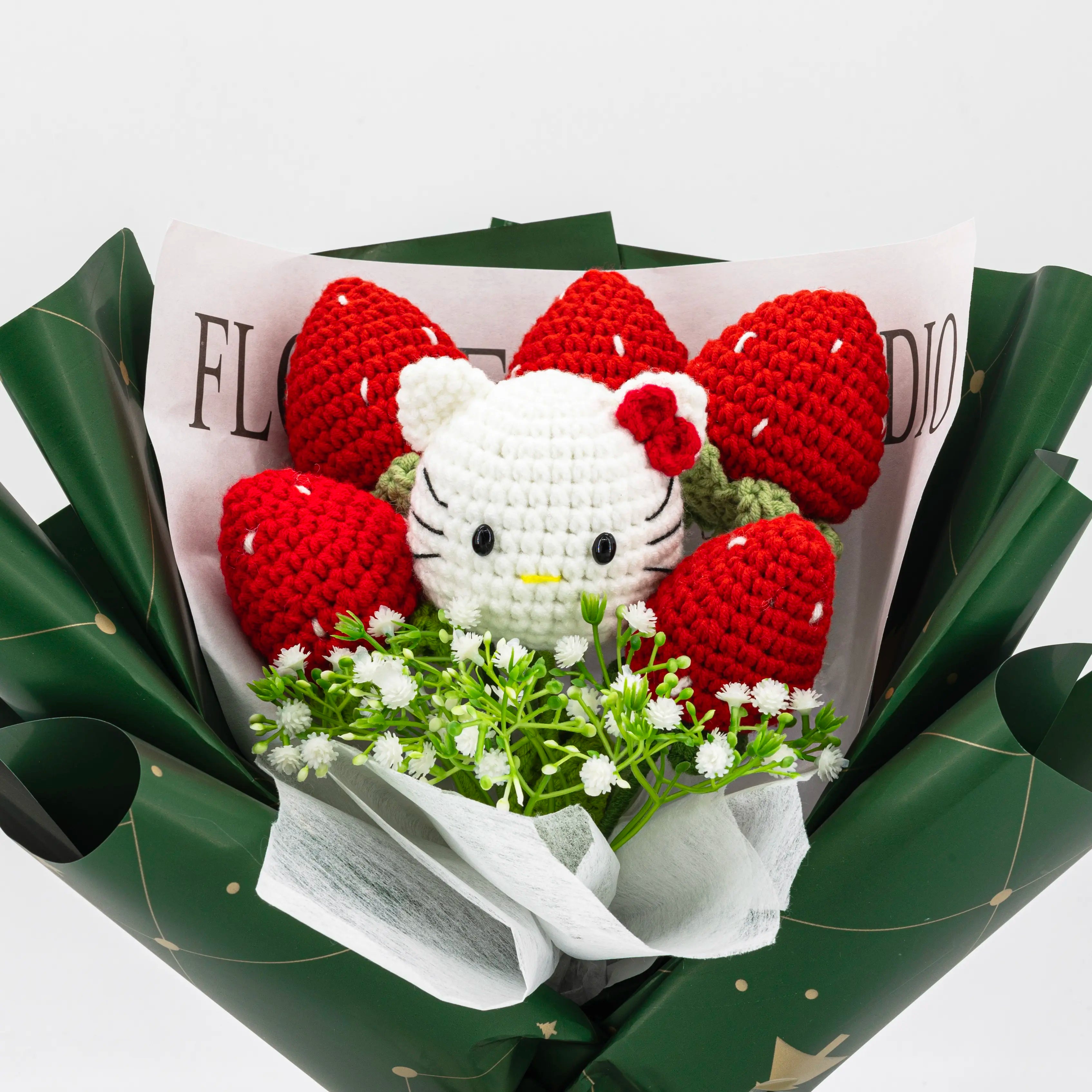 YSHomy Wrapped Crochet Flowers with HK Bouquet for Christmas