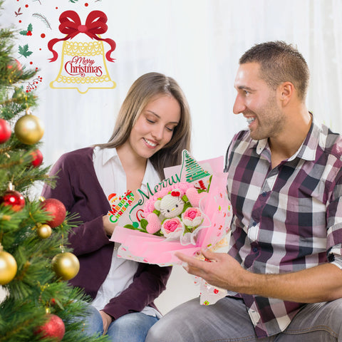YSHomy Wrapped Crochet Flowers Bouquet with HK for Christmas