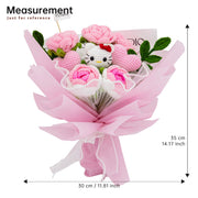 Größenreferenz für den rosa HK-Rosenstrauß mit 30 cm Breite und 35 cm Höhe