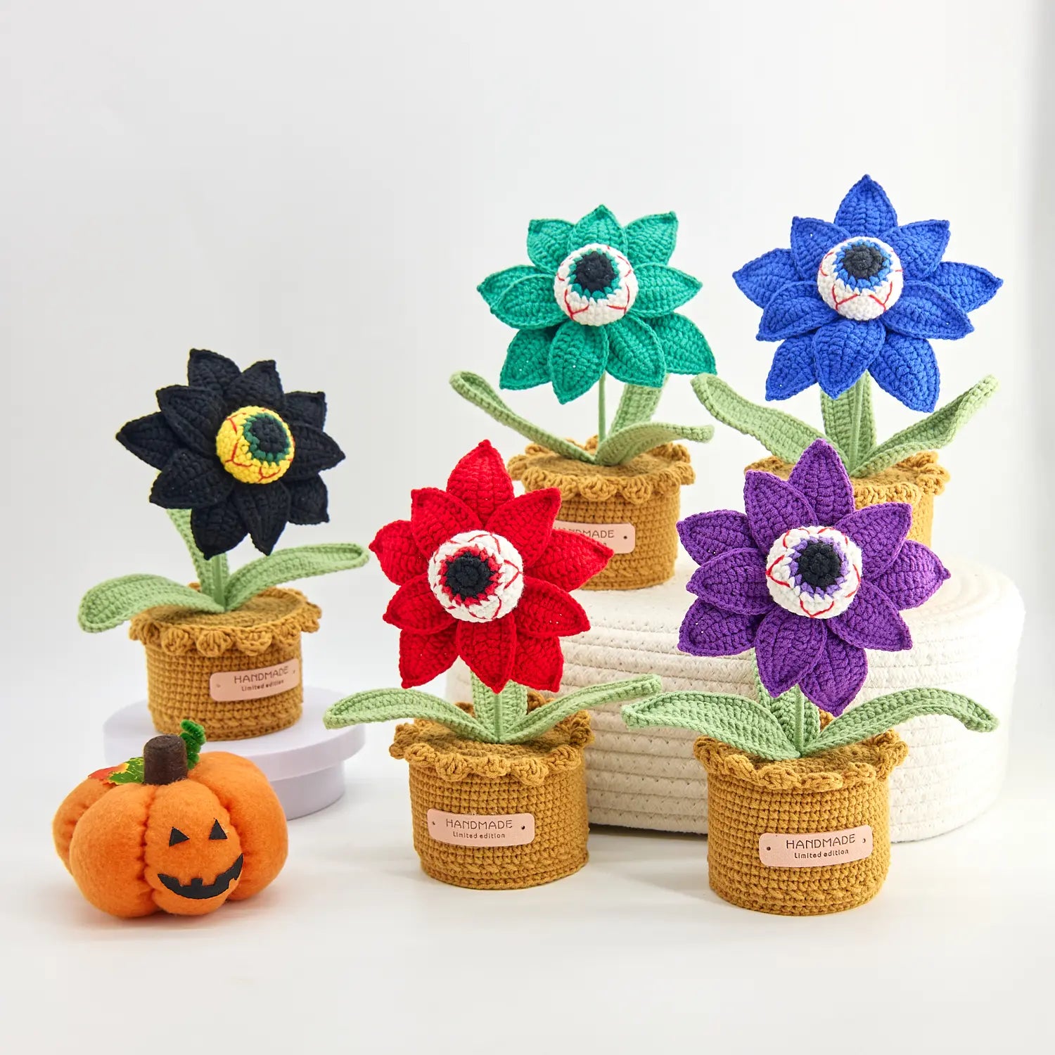 YSHomy Crochet Spooky Eyeball Potted Flower