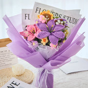 YSHomy Ramo de ganchillo de lirio, girasol y rosa-Morado