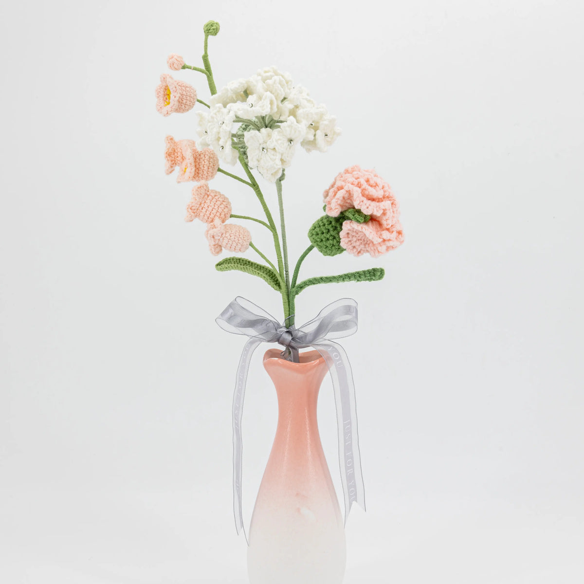 YSHomy Crochet Lily of the Valley & Hydrangea & Carnation Flowers Set (No Vase)