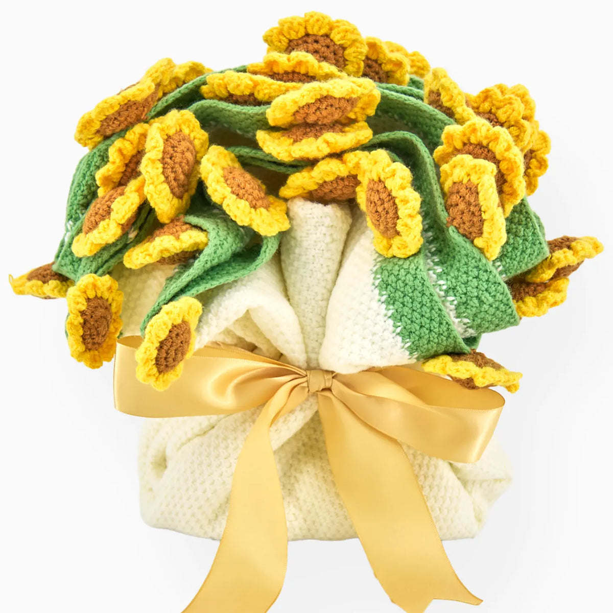 YSHomy Cashmere Crochet Flower Bouquet Blanket-Sunflower