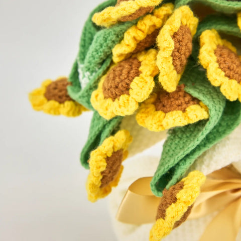 YSHomy Cashmere Crochet Flower Bouquet Blanket-Sunflower