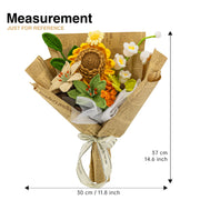 YSHomy Gehäkelter Sonnenblumen-Lilien-Strauß mit Zeitungspapier-Verpackung