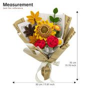 YSHomy Bouquet de tournesol, rose rouge et érable au crochet