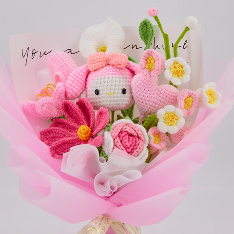 YSHomy Handmade Crochet Flowers Bouquet with Melody
