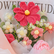YSHomy Gehäkelter Galsang-Rosen-Tulpen-Strauß – Rosa