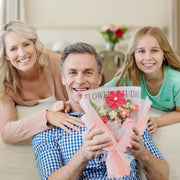 YSHomy Gehäkelter Galsang-Rosen-Tulpen-Strauß – Rosa