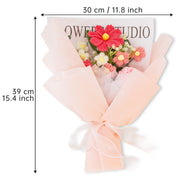 YSHomy Gehäkelter Galsang-Rosen-Tulpen-Strauß – Rosa