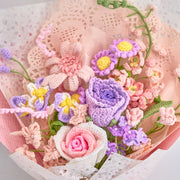 YSHomy Bouquet de crochets mélangés avec delphinium et rose
