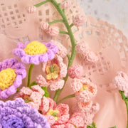 YSHomy Bouquet de crochets mélangés avec delphinium et rose