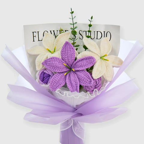 YSHomy Crochet Lily & Rose Bouquet