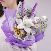 YSHomy Bouquet all'uncinetto con giglio e lavanda
