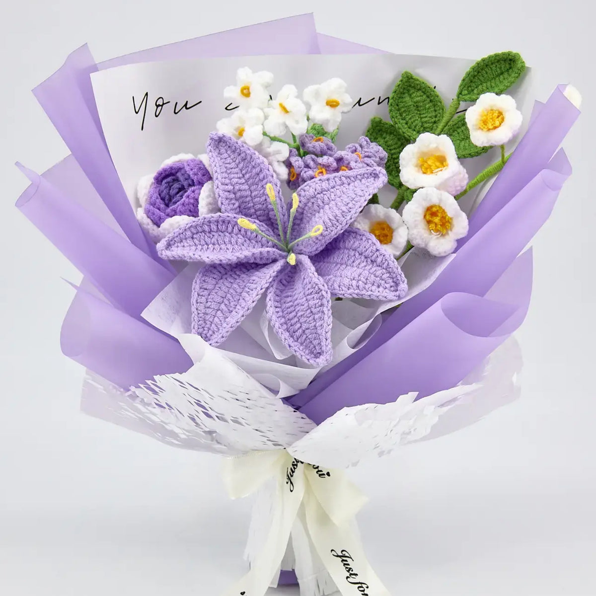 YSHomy Crochet Purple Lily Rose Bouquet