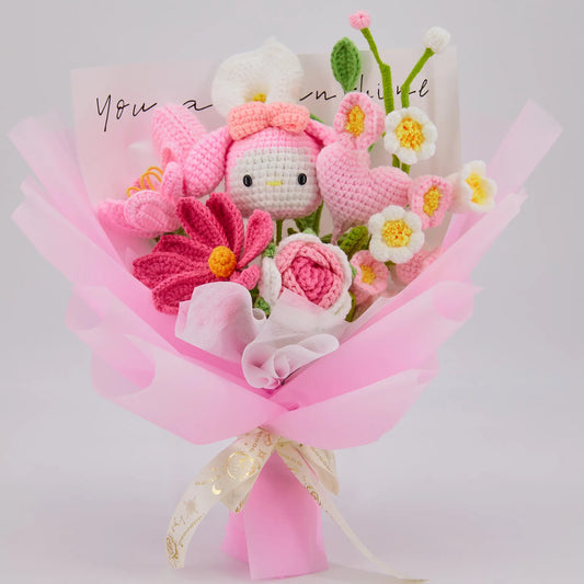 YSHomy Handmade Crochet Flowers Bouquet with Melody 1918